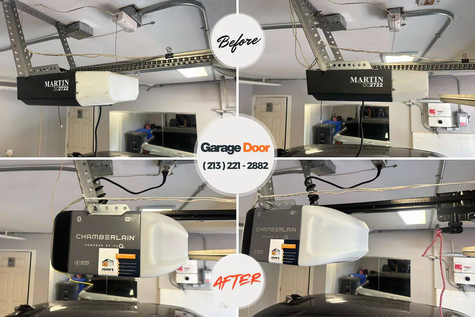 Before and after: garage door installation Liberty Hill, TX